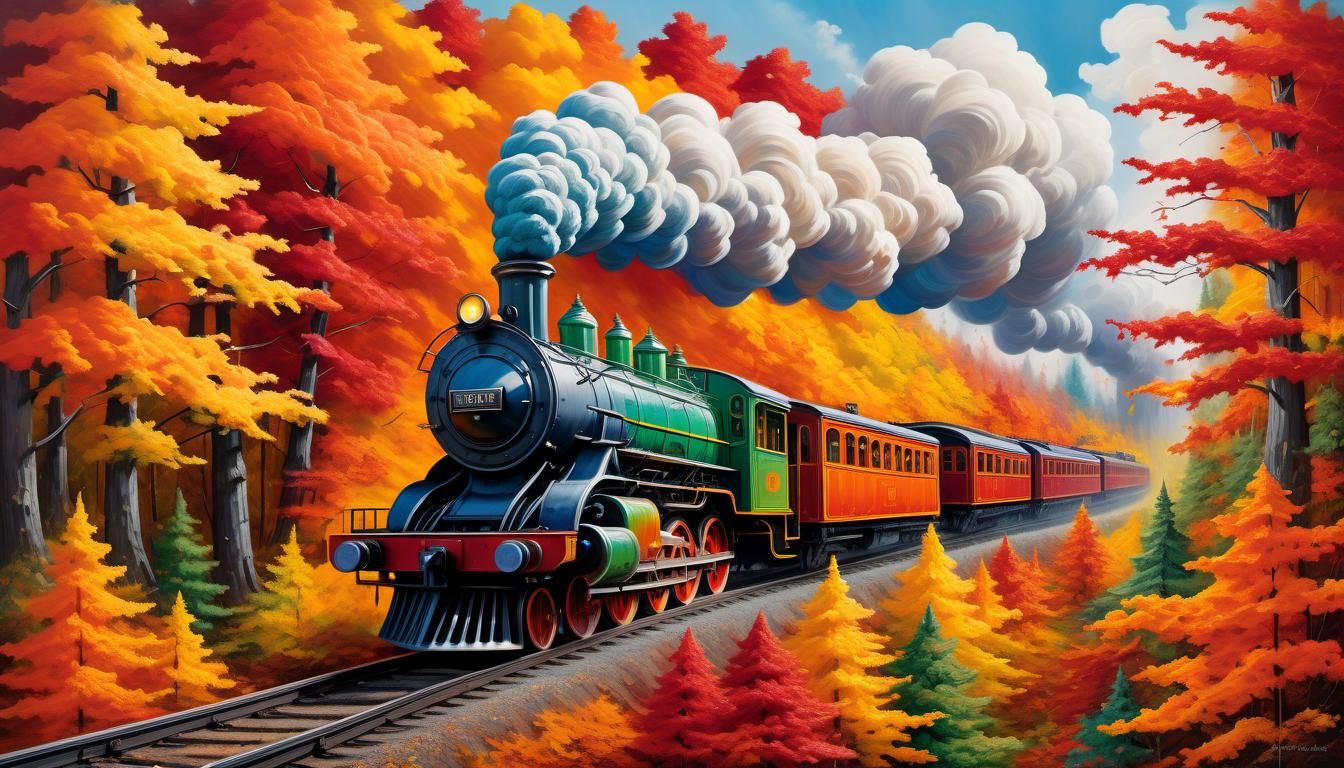 Steam Train Journey Through Autumn Forest
