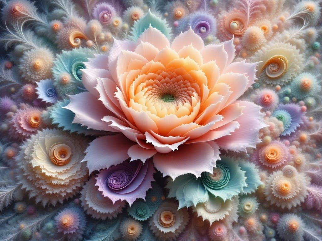 Rose Fractal Blooms in Baroque Surrealism