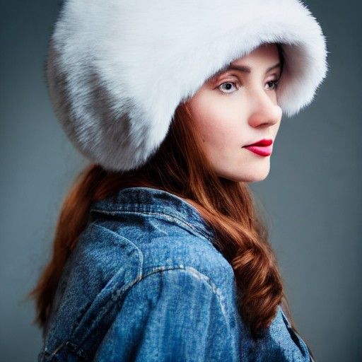 Woman in White Ushanka Portrait