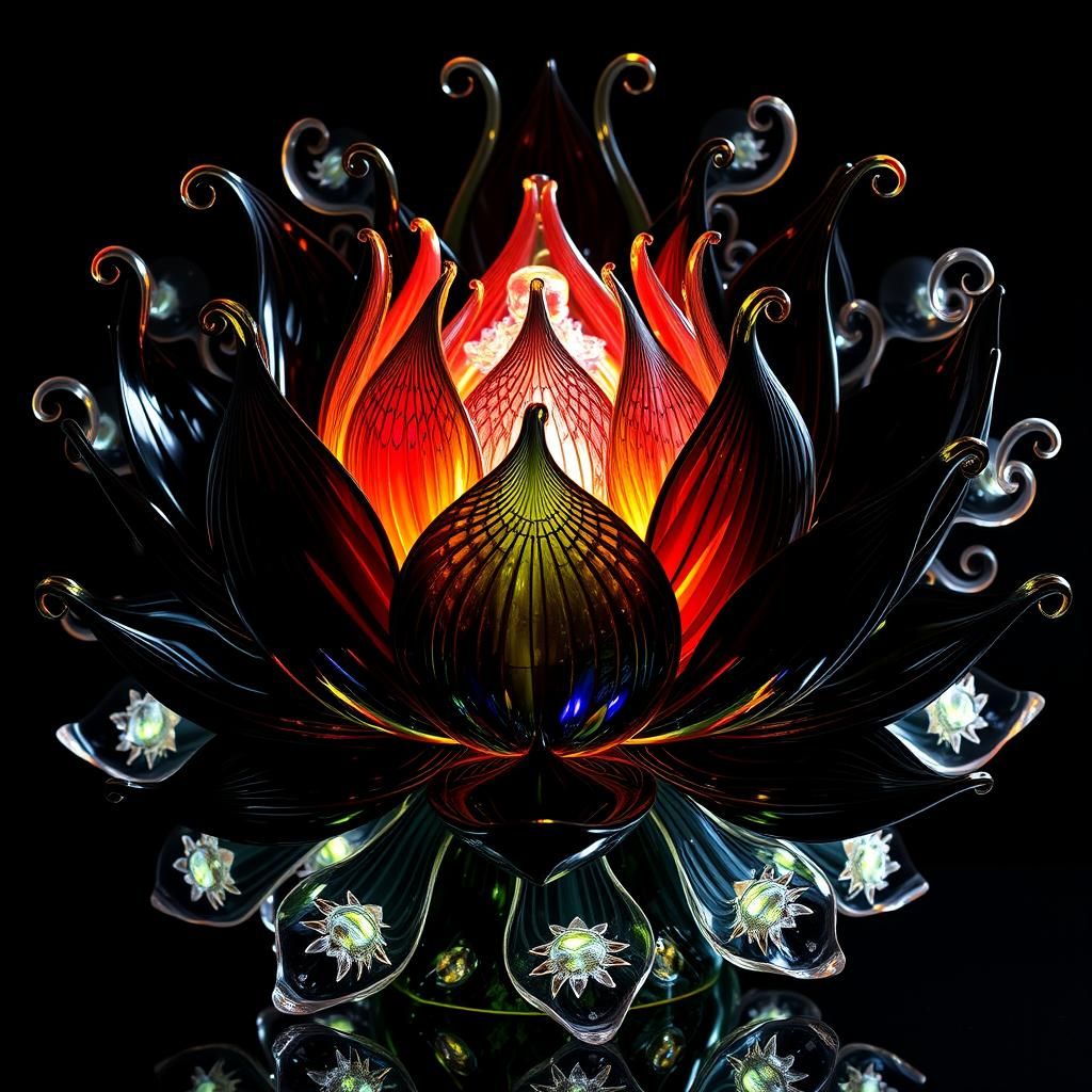 Ethereal Glass Lotus Sculpture Inspired by Chihuly