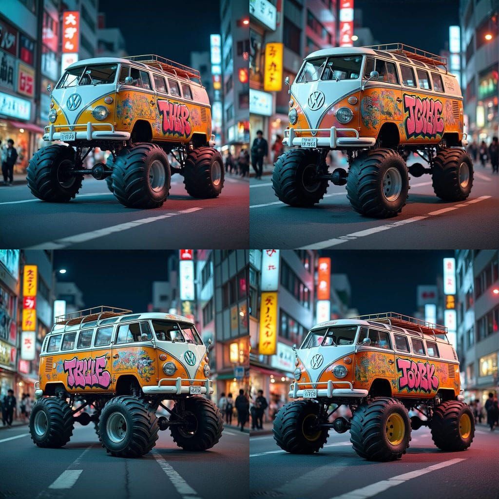 Psychedelic VW Monster Van Cruises Tokyo: Cinematic Film Sti...