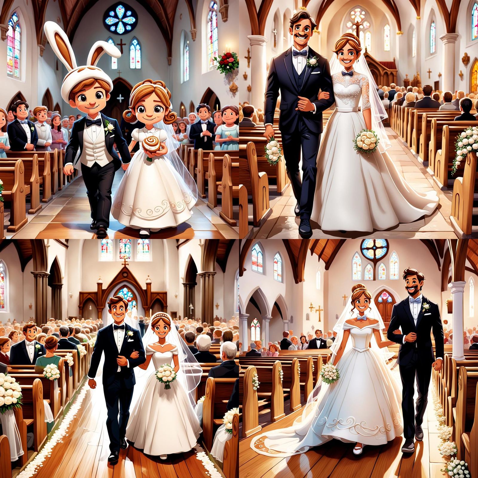 Cinnamon Roll Wedding in Cozy Cartoon Church