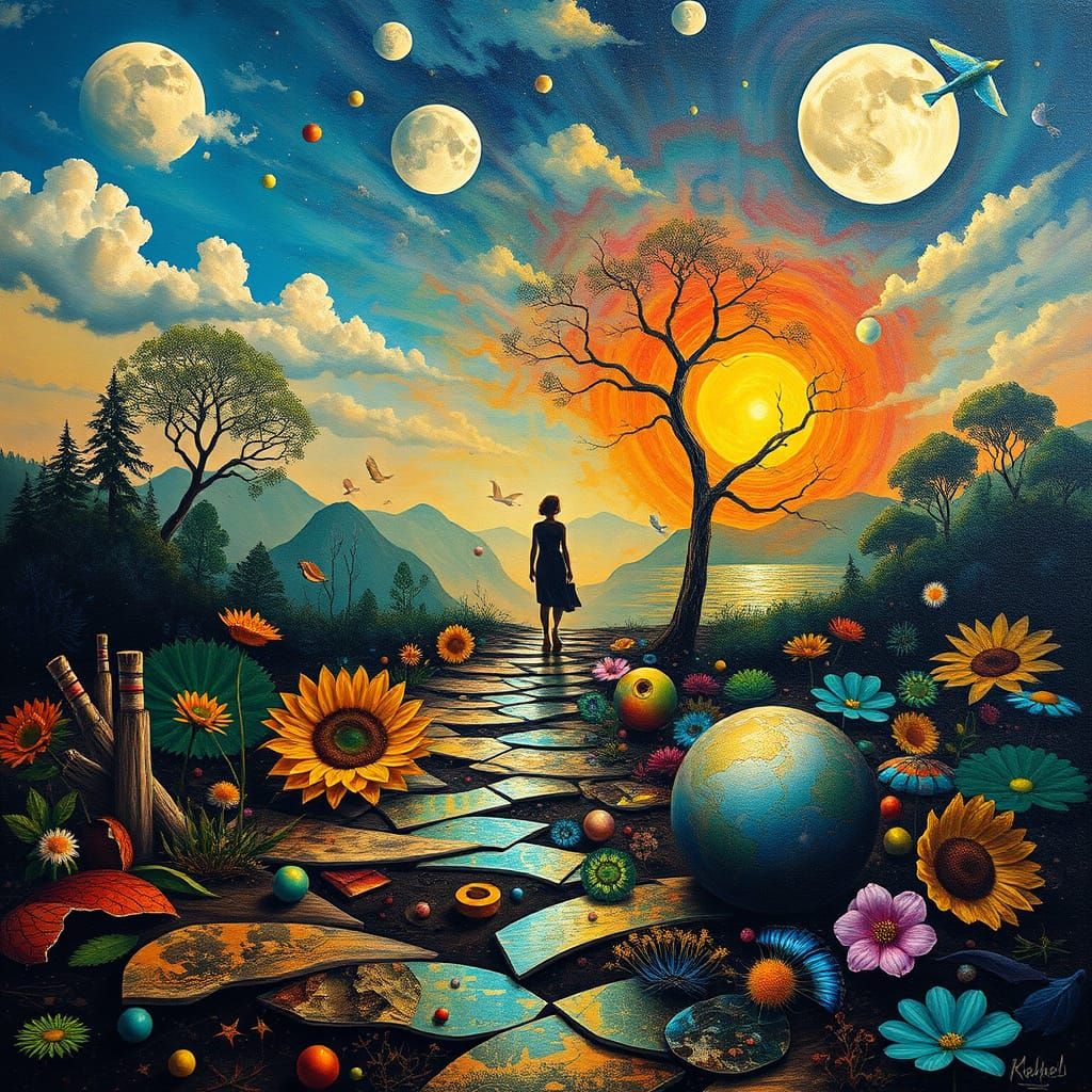 Whispers to the Earth: A Cosmic Surrender in 8K Digital Art