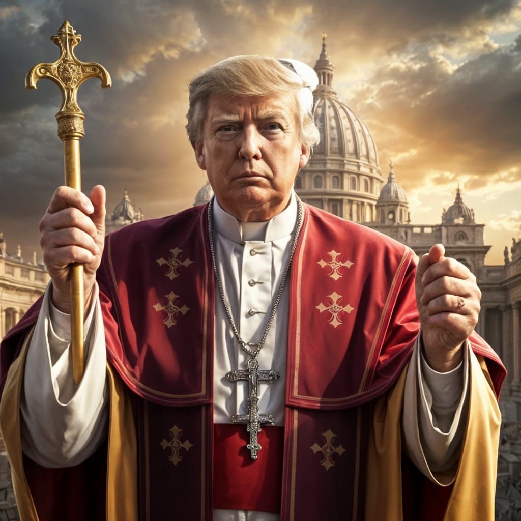 Donald Trump Ascends to Papacy in a Vision of Futuristic Cat...