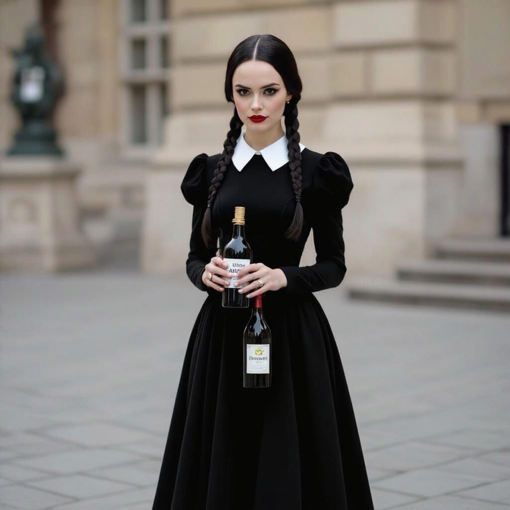 Wednesday Addams with Poison, Gothic Horror Style
