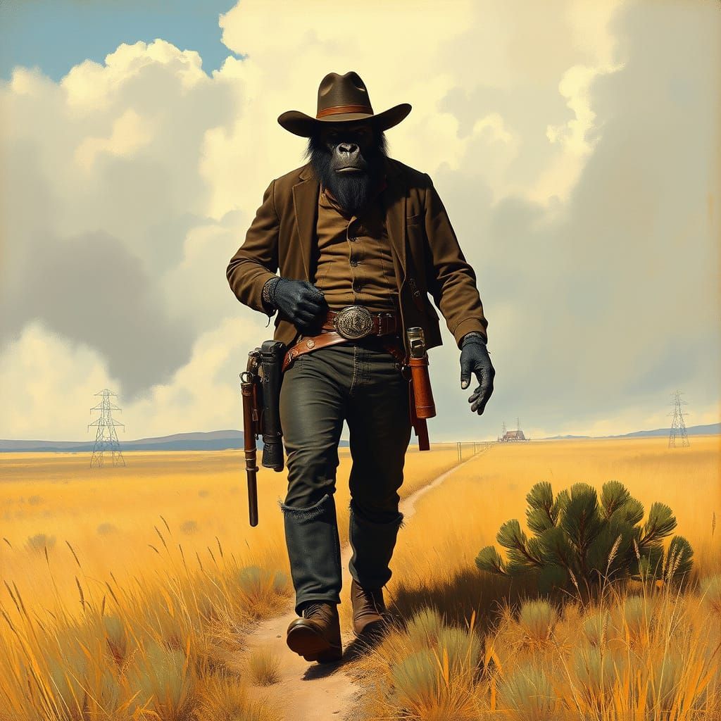 Gorilla Gunslinger in the Wild West
