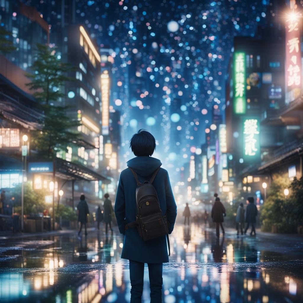 Sparkling Wizards in Cosmic Reflection: Cinematic Night