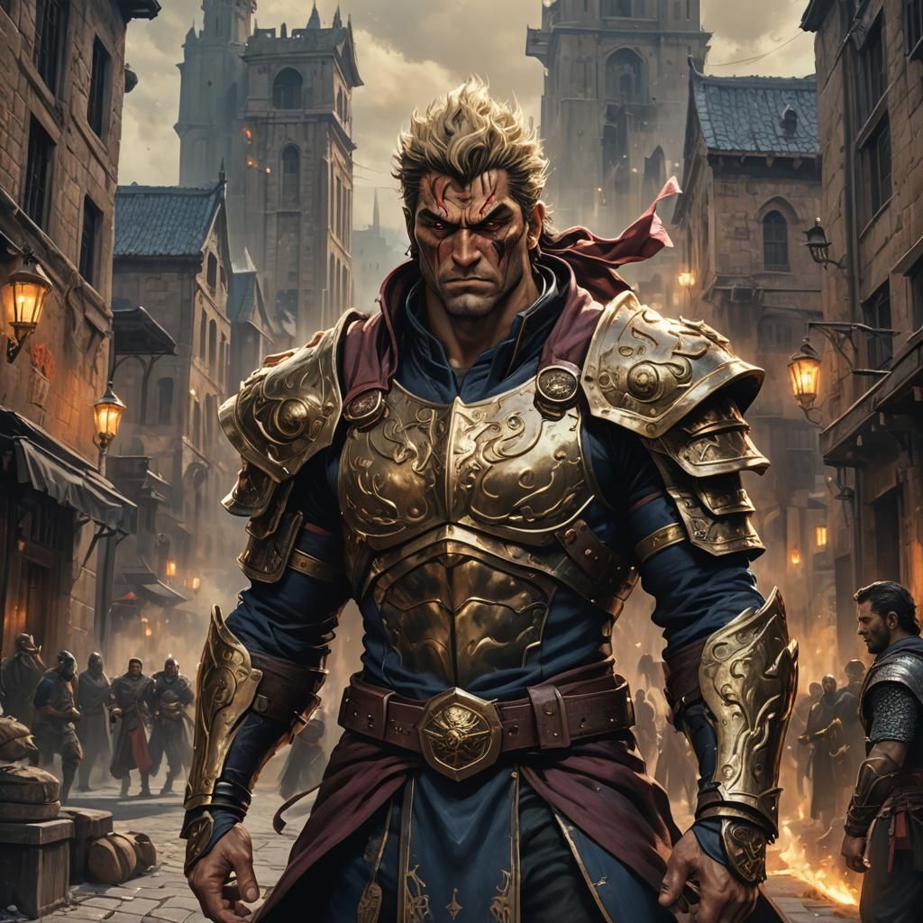 Confident RPG Warrior Portrait in Oil Paint