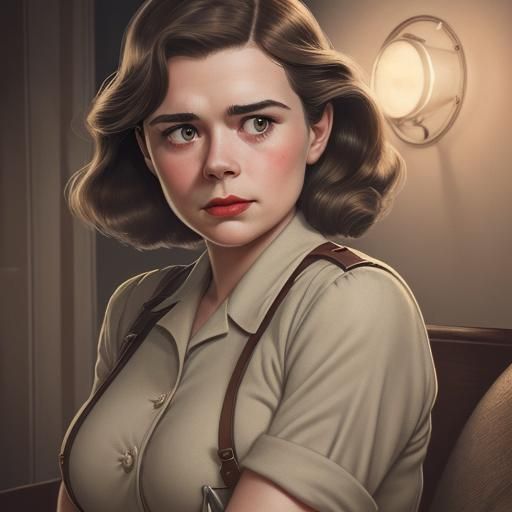 1930s Illustration of Peggy Carter at Airbase