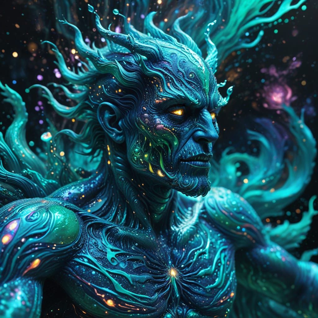 Aqua Monster in Rose Water: a Surreal Illustration