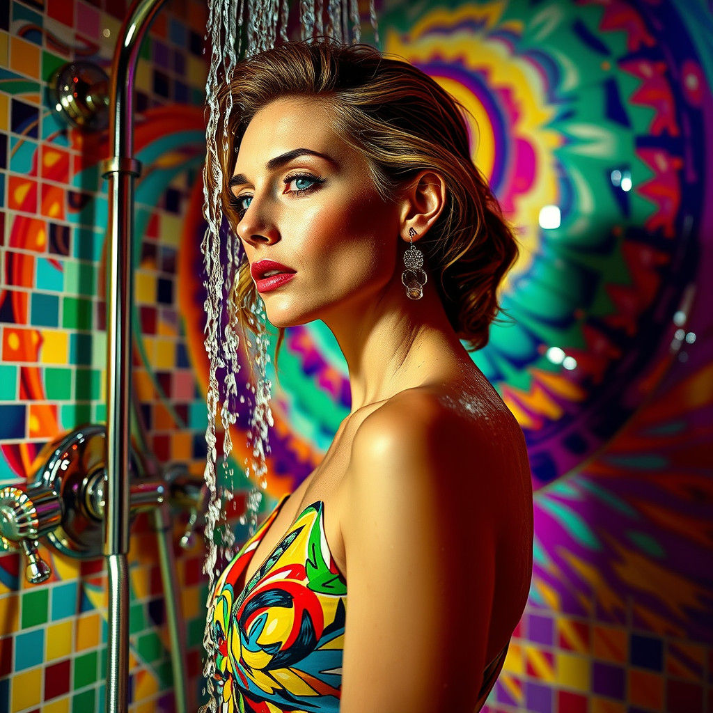 Anna Dello Russo in a Hyperrealistic Fashion Shower