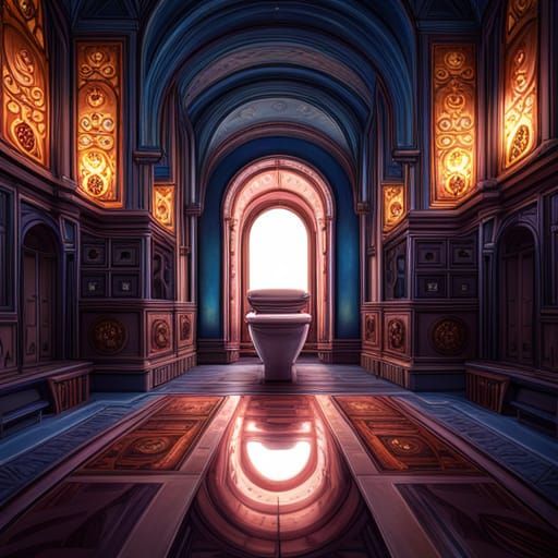 Galactic Portal Toilet: Dark Fantasy Concept Art