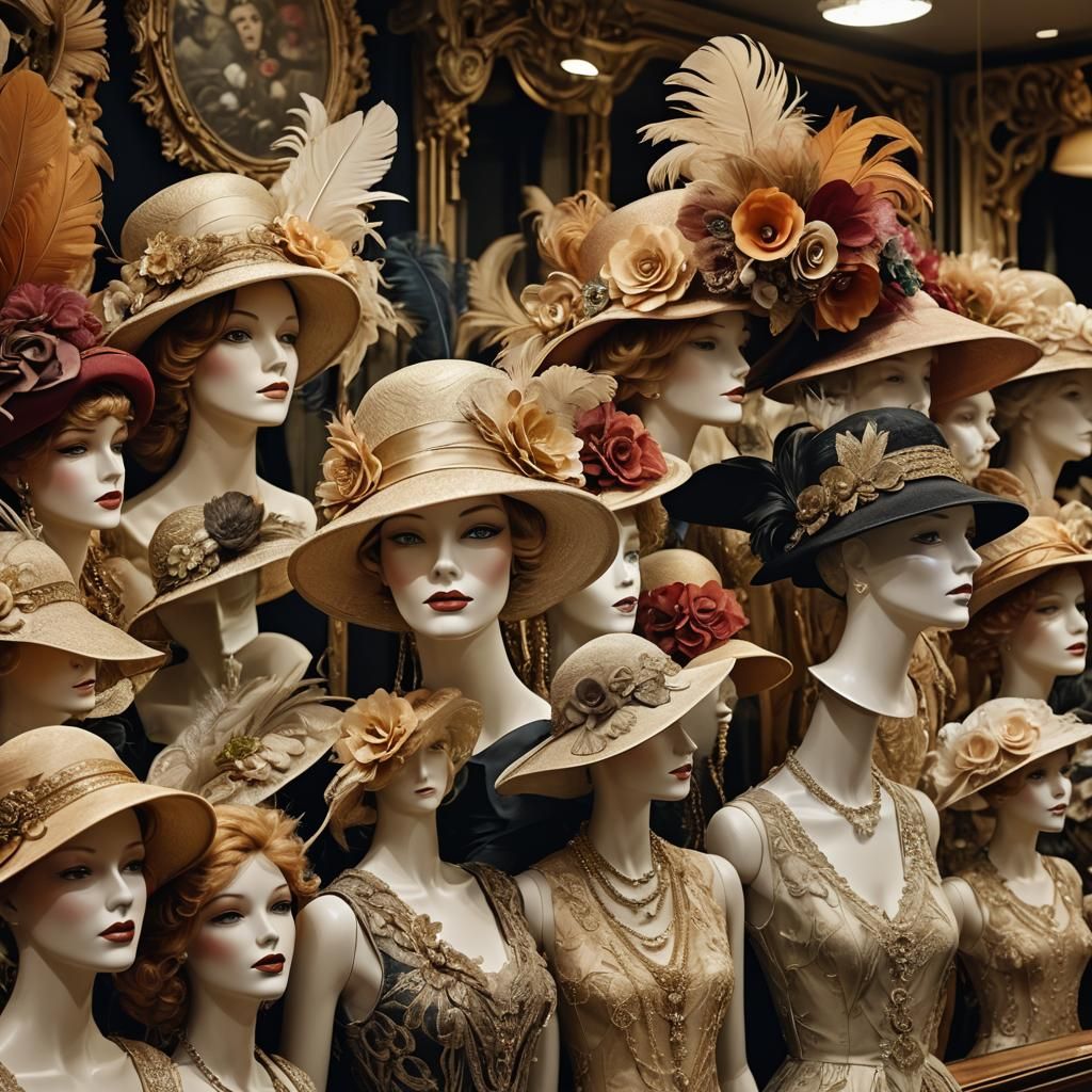 Art Nouveau Hat Store with Ornate Millinery