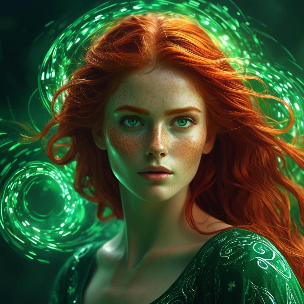 Mystical Redhead in Detailed Matte Painting Style