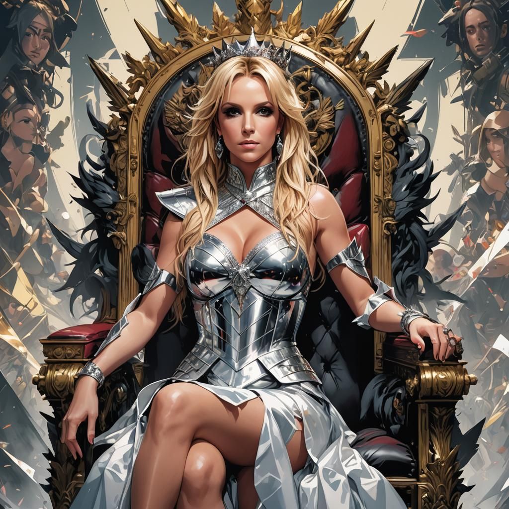 Manga Style Digital Illustration of Woman on Throne