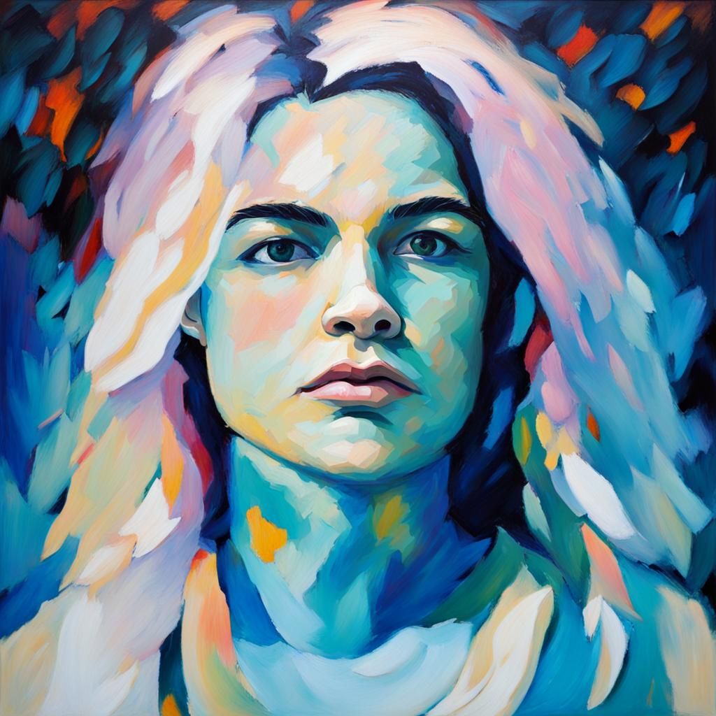 Colorful Expressionist Oil Painting in Impasto Style