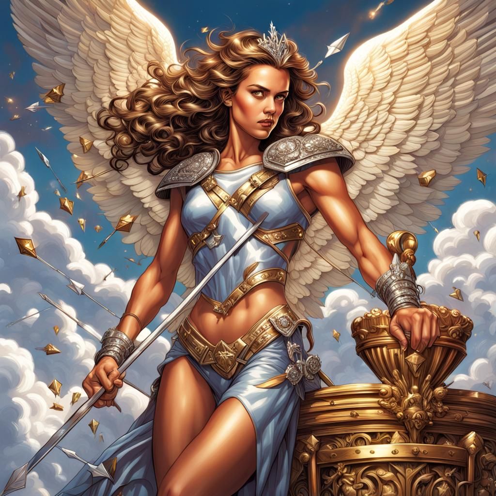 Jessica Alba as Cupid on Golden Throne