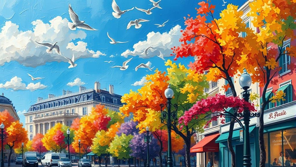 Paris City in France: Neo-Impressionist Oil Painting