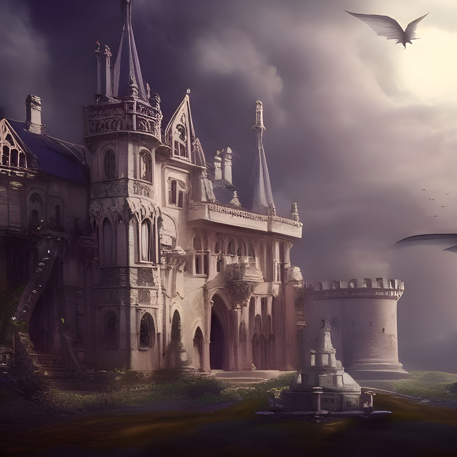Gothic Fairy in a Castle Digital Painting