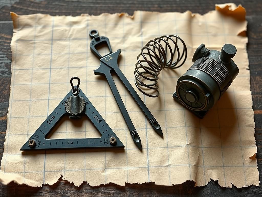 Architect's Tools with Bronze Sculpture in Hyperrealism
