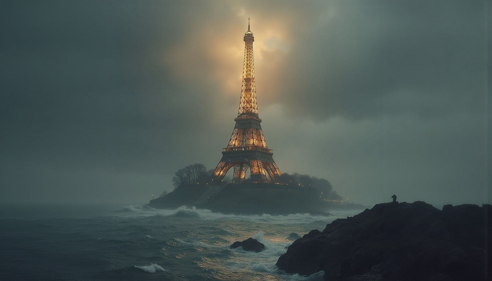 Eiffel Tower Lighthouse on Island