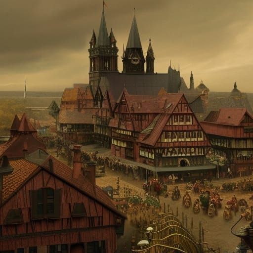 Victorian German Village: Epic Digital Matte Painting