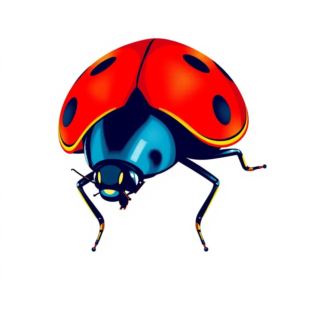 Vibrant Ladybug Graphic in 1960s Pop Art Style