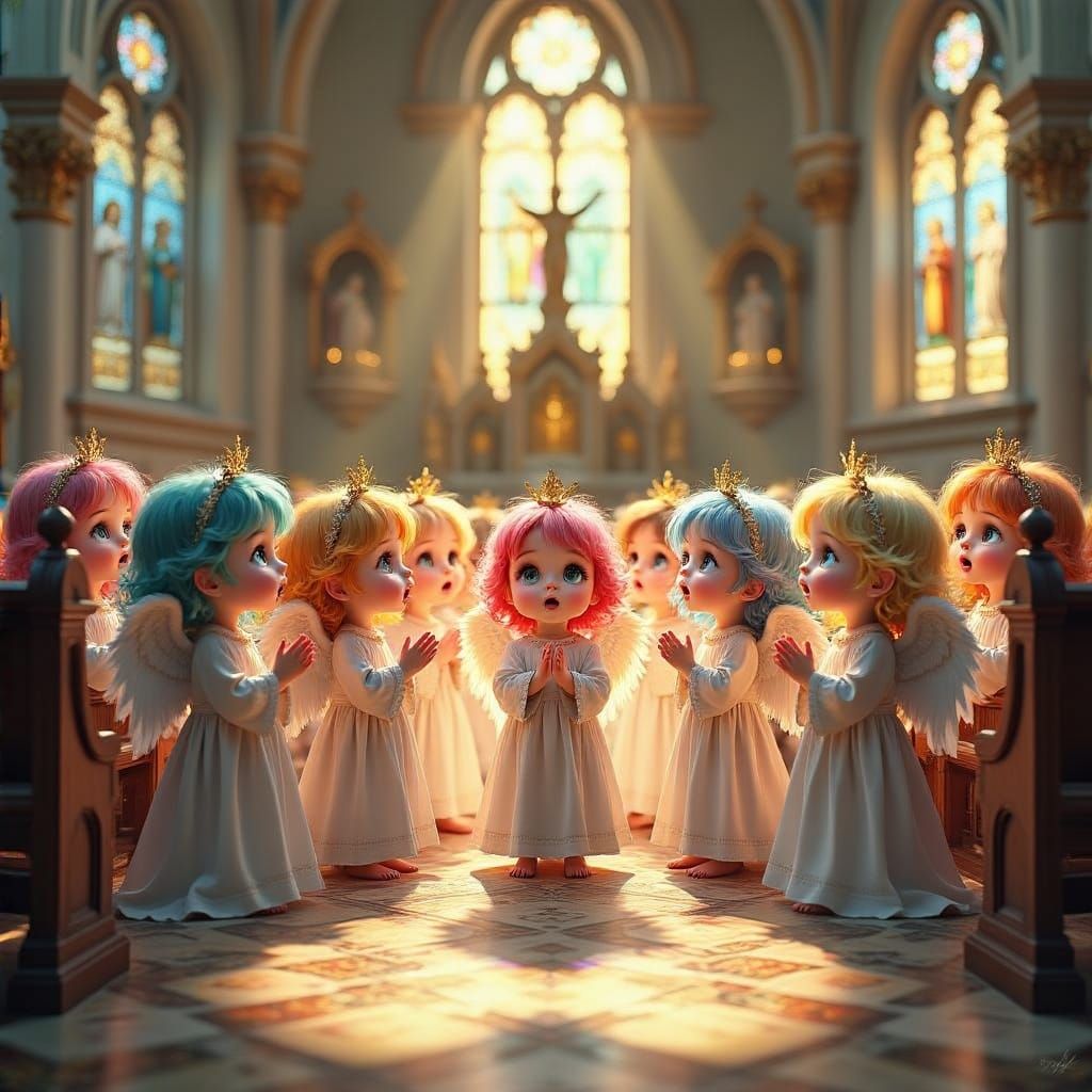 Angelic Choir in a Vibrant Easter Church
