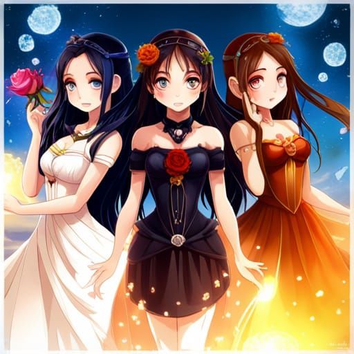 Girls with Roses: Detailed Fantasy Art