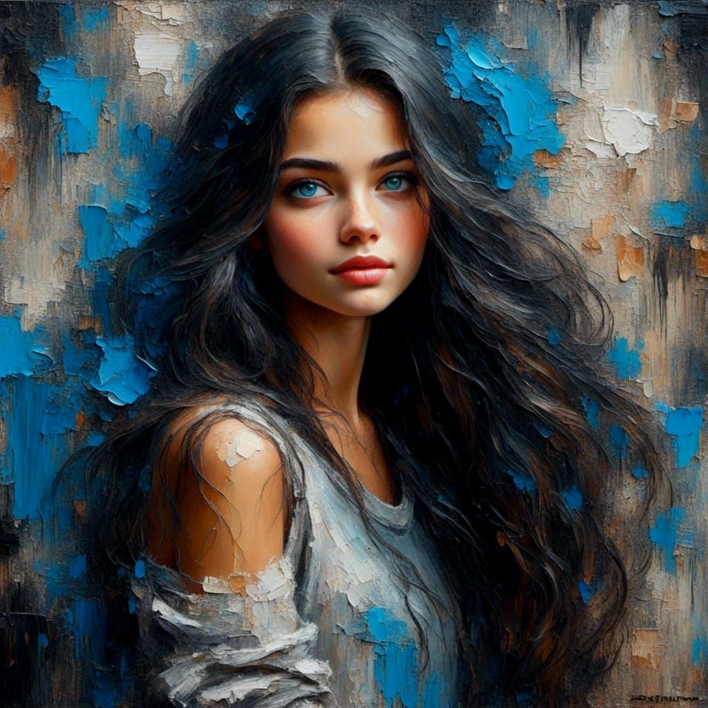 Portrait of Girl with Long Black Hair