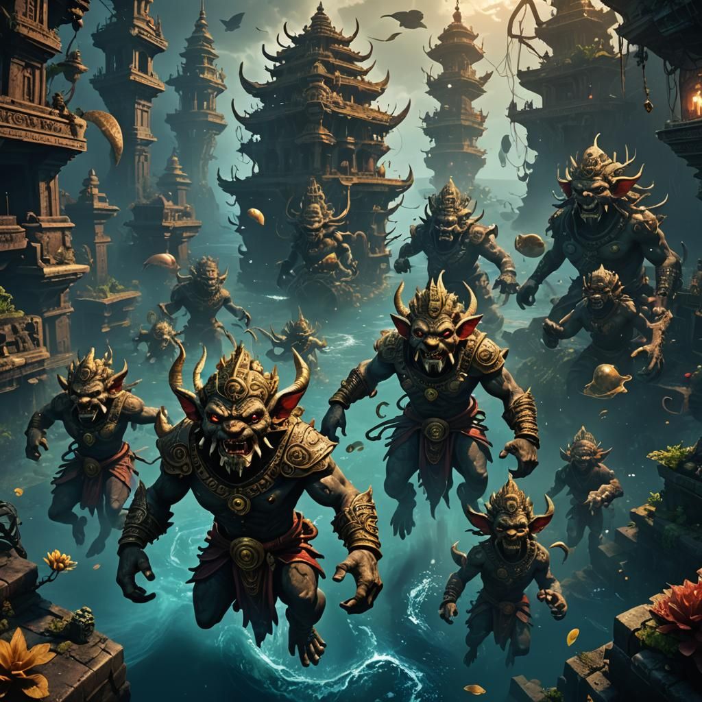 Underwater City of Demons: Dark Fantasy Concept Art