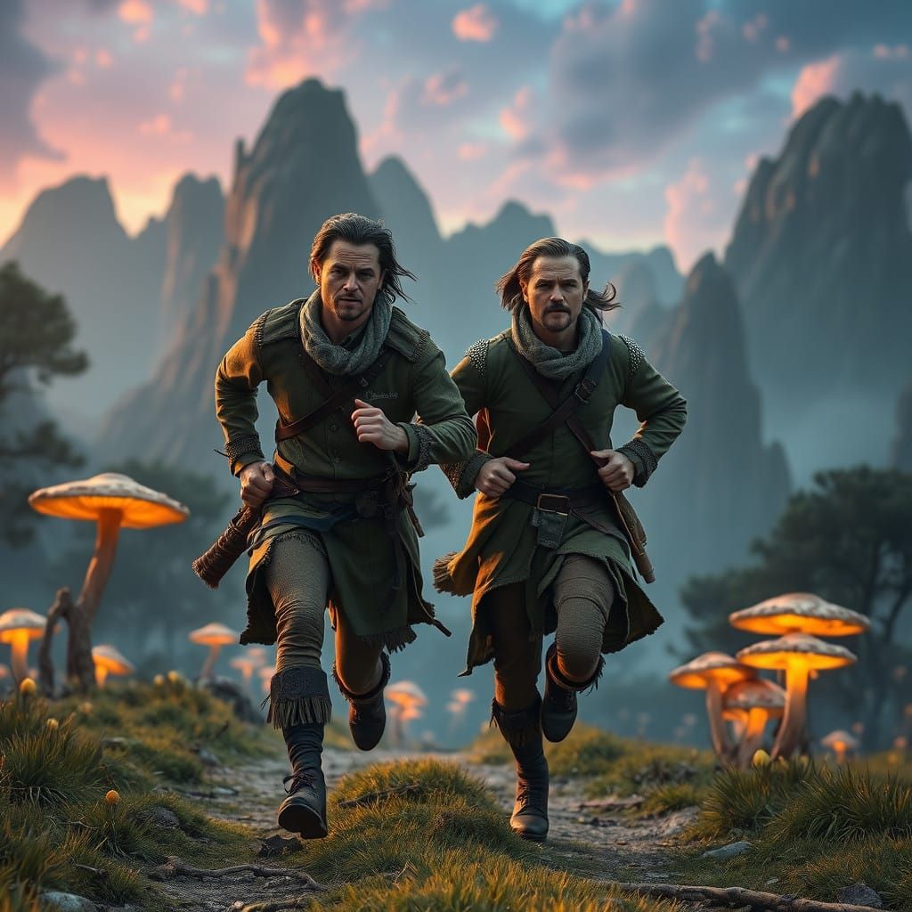 Ethereal Landscape Portrait of Brad Pitt and Leonardo DiCapr...