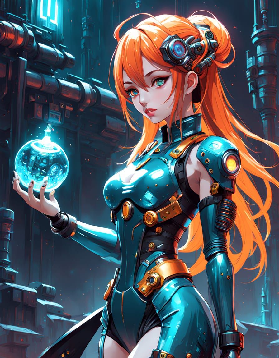 Surreal Cyberpunk Slime Goddess in Neon Sci-Fi Armor