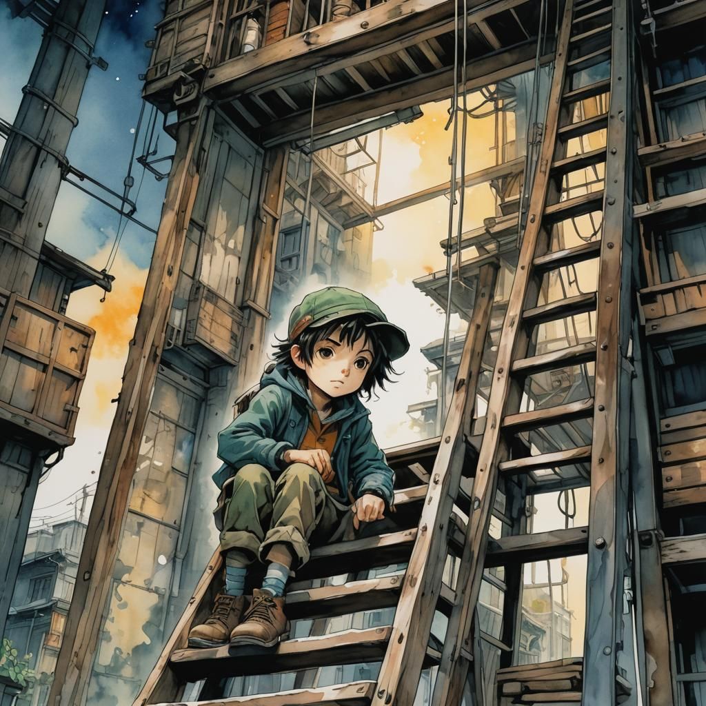 Walking Under a Ladder: Watercolor Comic Illustration