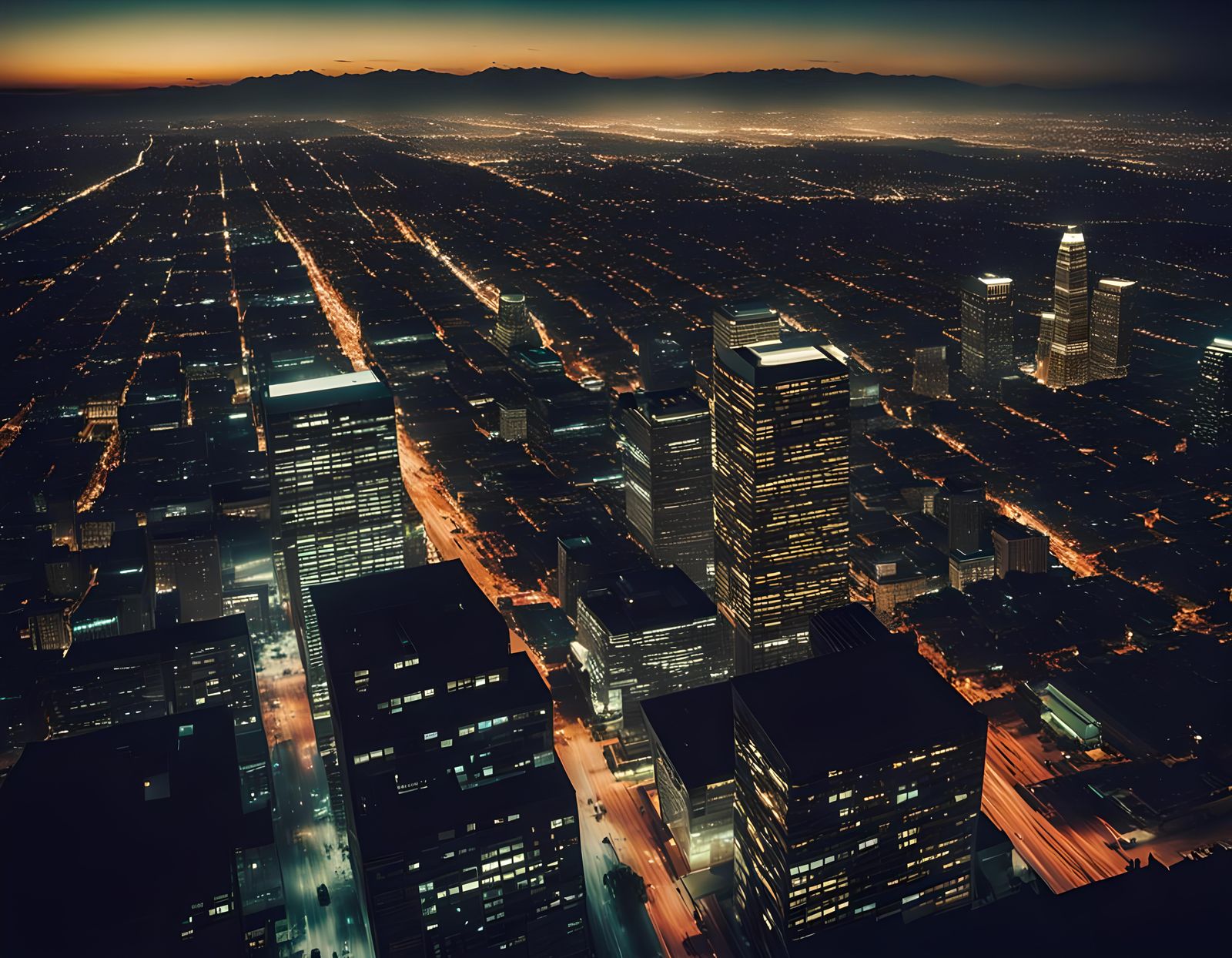 Los Angeles Skyline at Night: Cinematic Aerial View