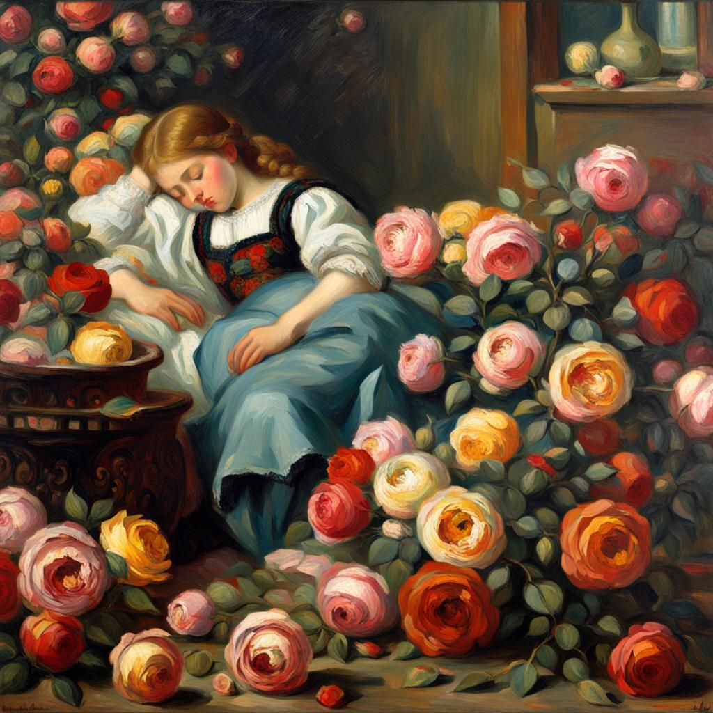 Maid Sleeping on Roses: Impressionist Museum Masterpiece