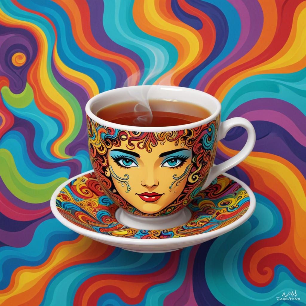 Vibrant Pop Art Celebration with Chai Tea and Colorful Doodl...