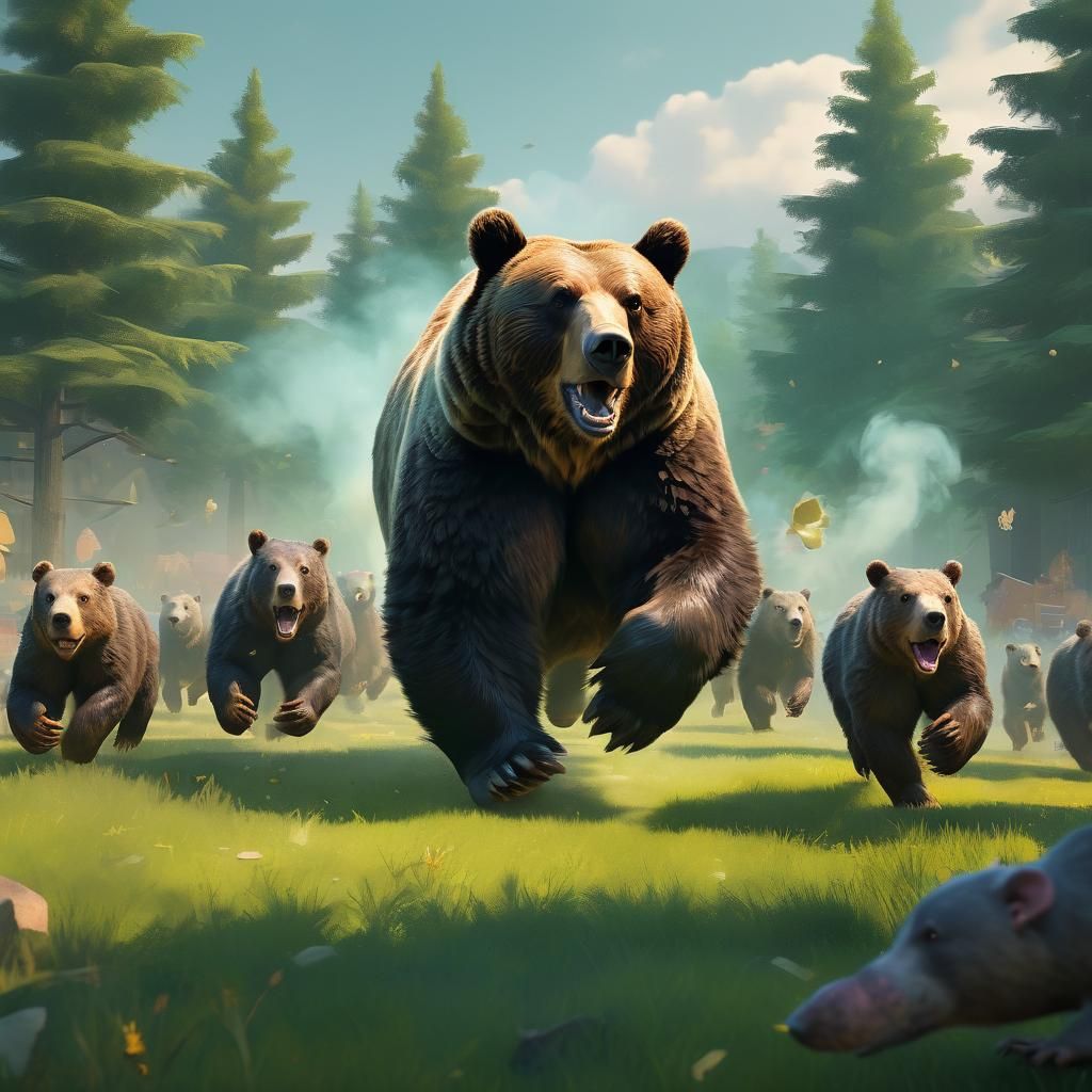 Running Smoky Bear in Low-Poly 3D Animation