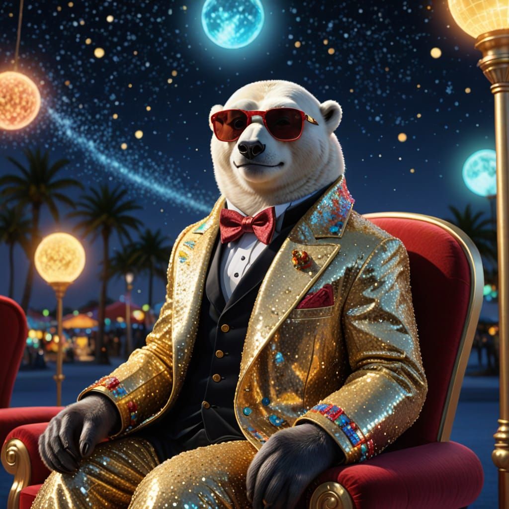 Glamorous Animals Walk Red Carpet in Vibrant Digital Paintin...