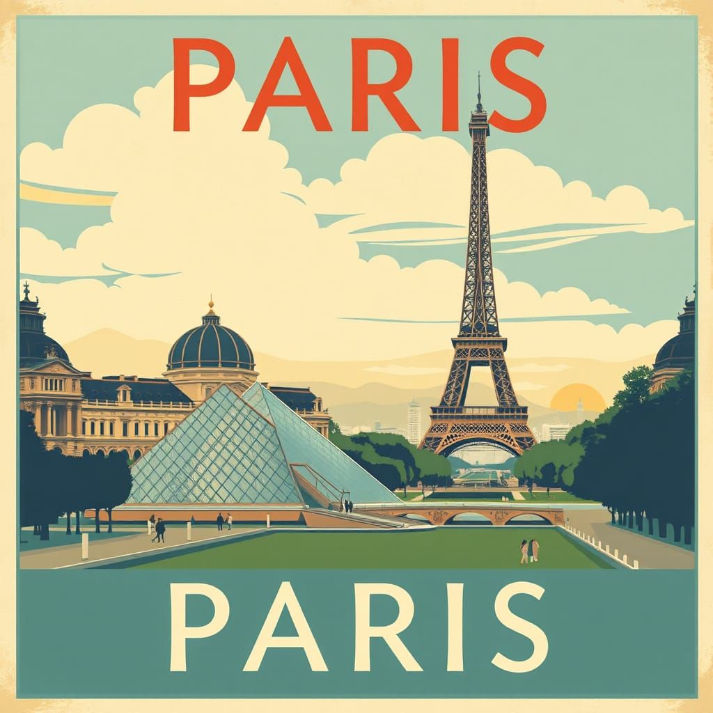 Vintage Travel Poster Art of Paris