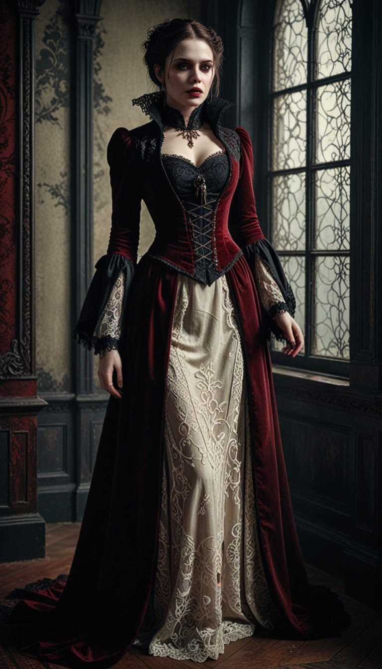 Vampire Woman in Victorian Gothic Style