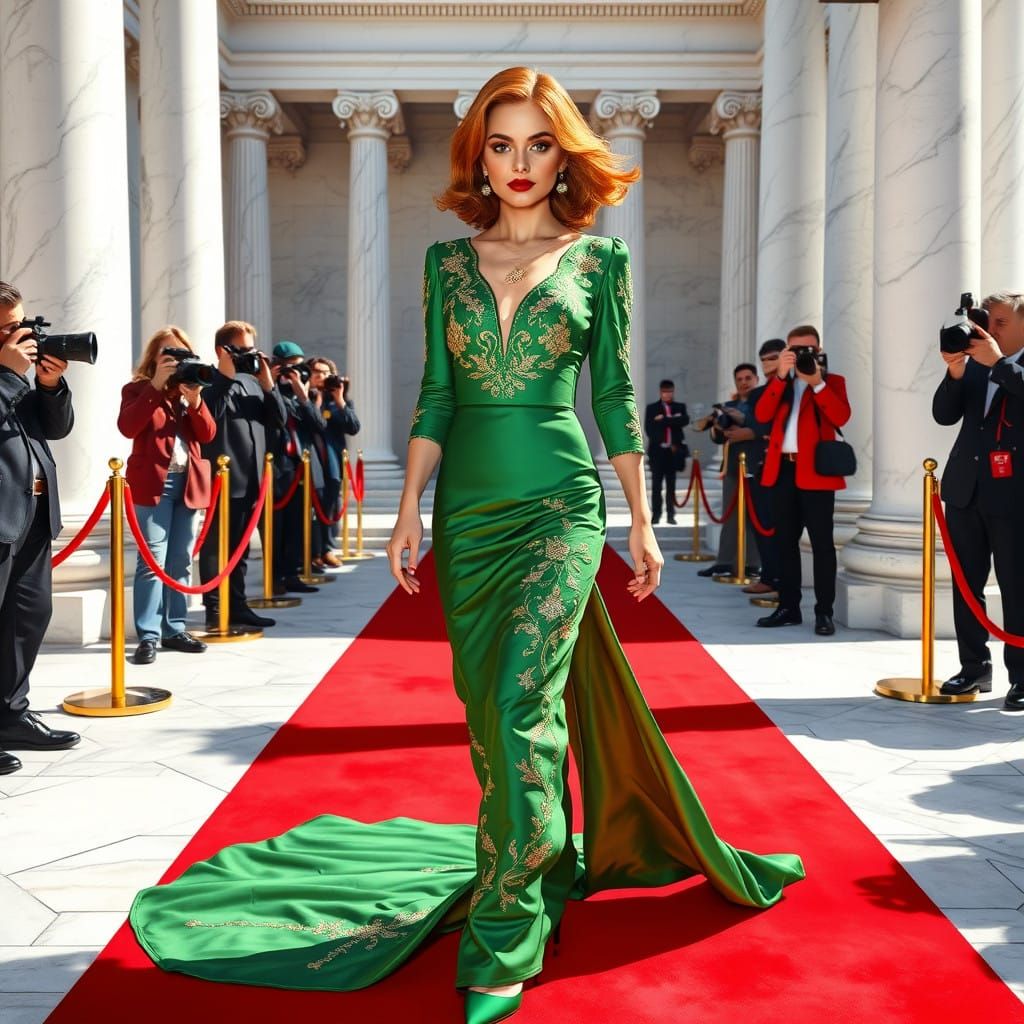 Green Dress, Red Carpet