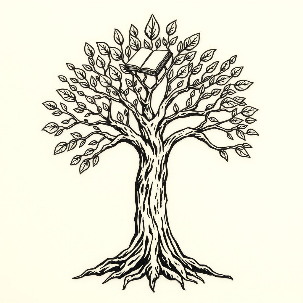 Woodcut Tattoo Design: The Tree of Knowledge