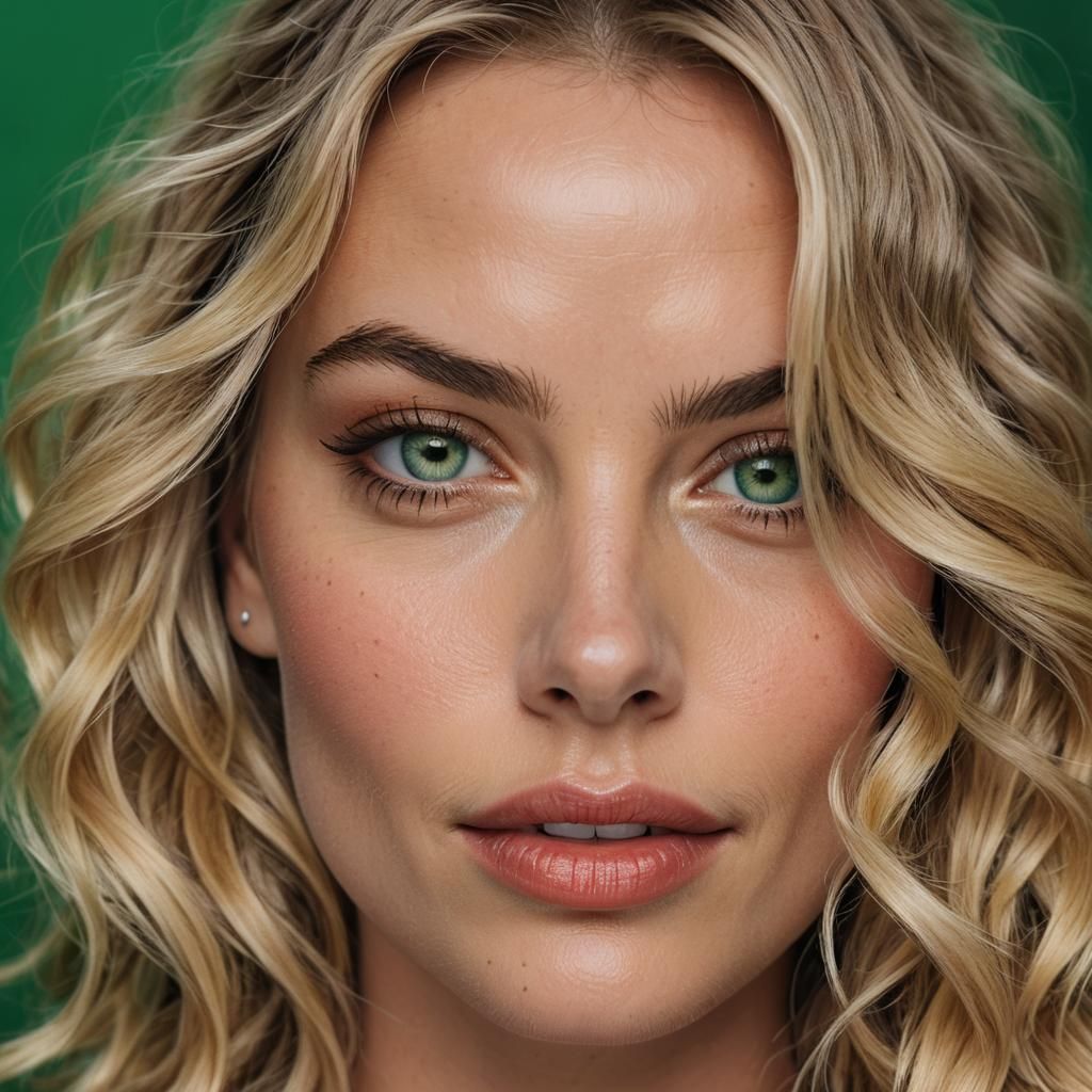 Portrait of a Blonde Woman with Green Eyes