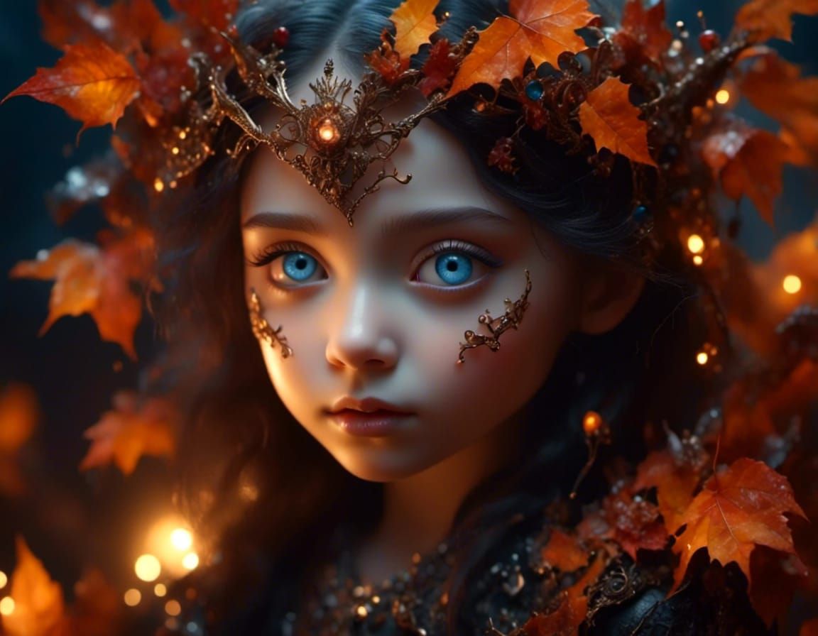 Autumnal Dragon Girl with Hyperdetailed Eyes