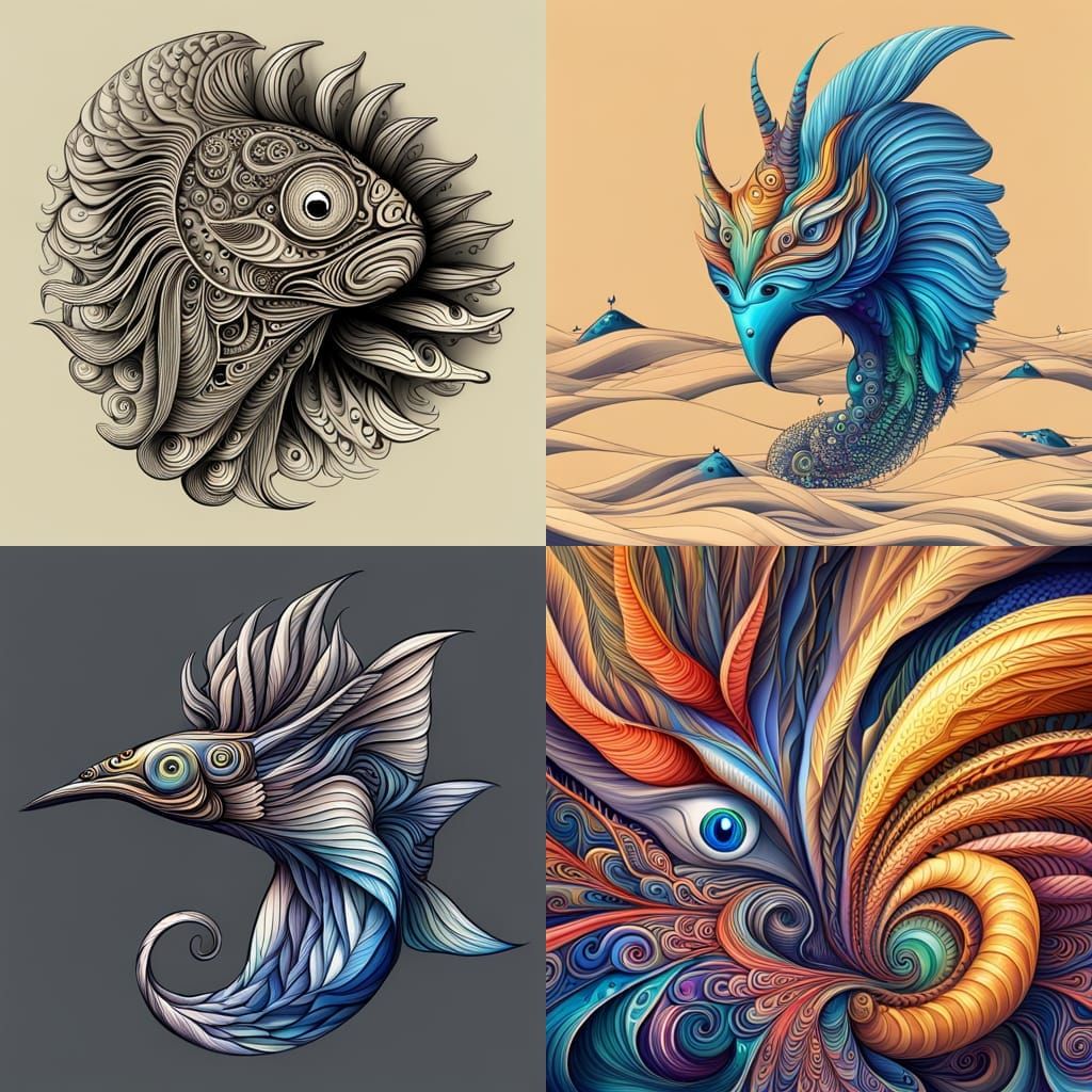 Ocean Fish with Unicorn Horn and Cat Ears