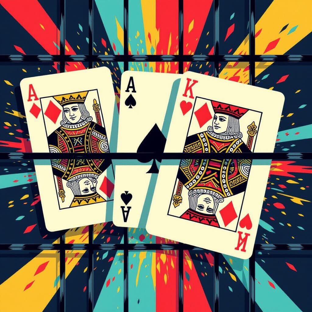 Playing Cards Form Prison Walls in Pop Art Style