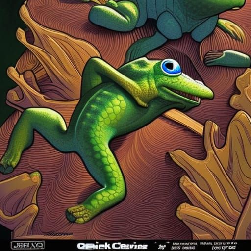 Geico Gecko in Comic Book Art Style