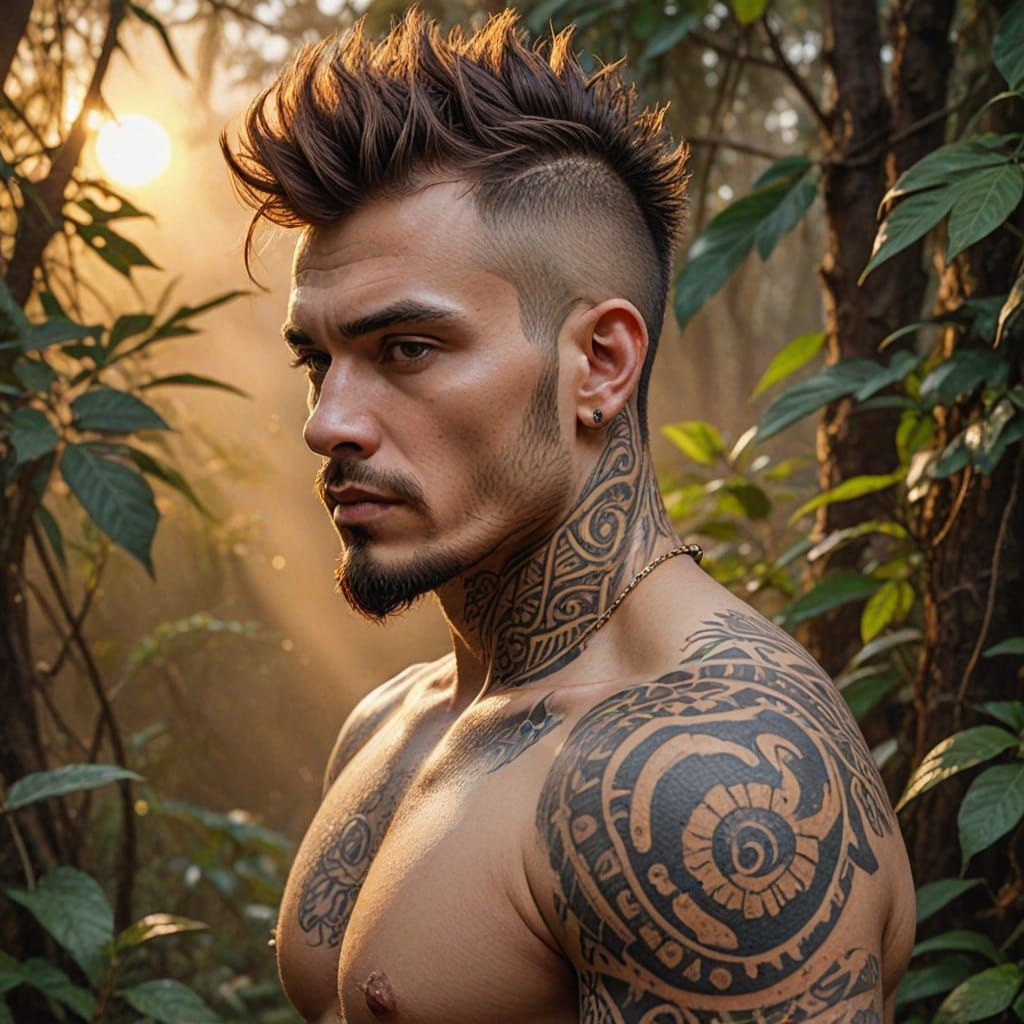 Retro-Futuristic Man in Fantasy World as Digital Art