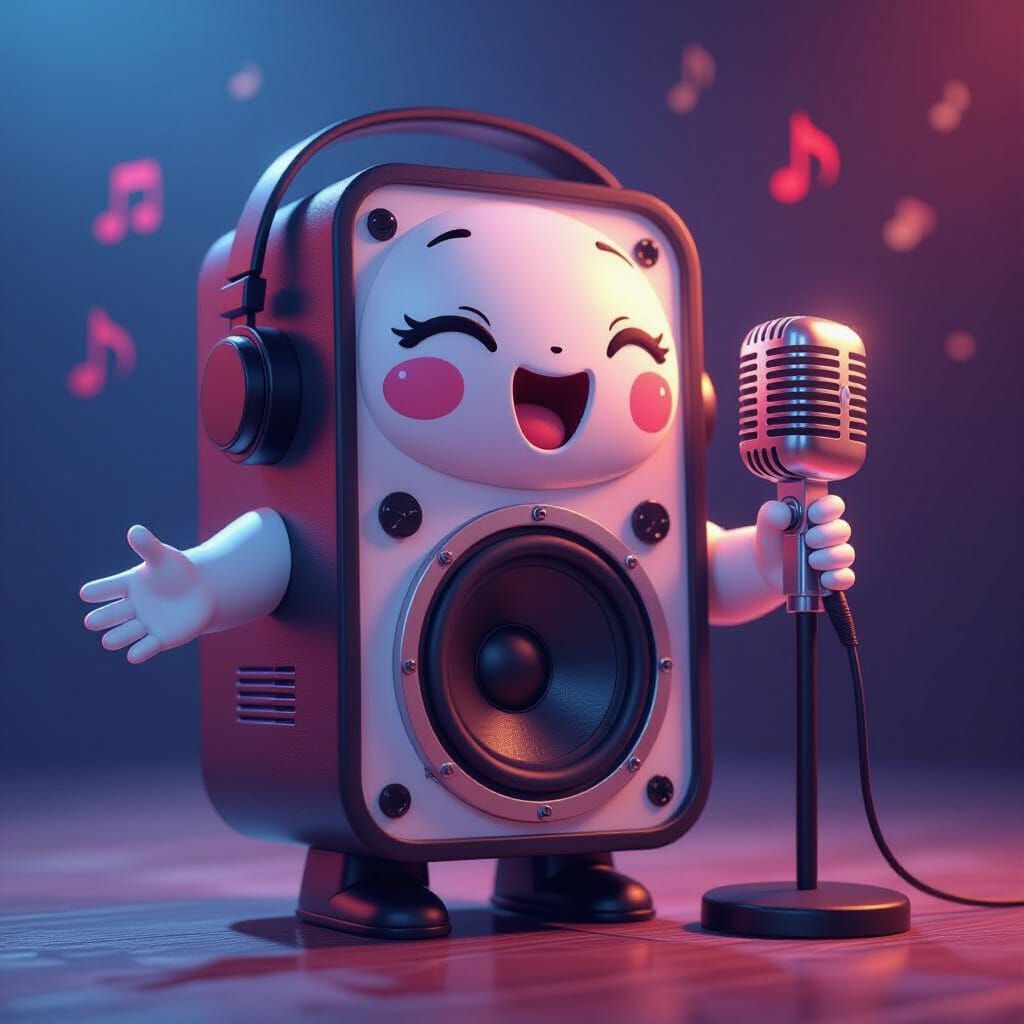 Cute Opera Singing Speaker in 3D Anime Style